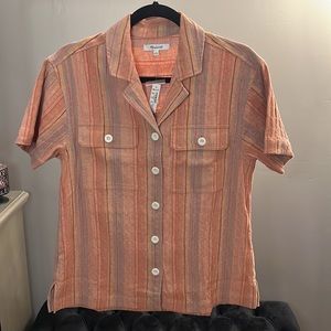 NWT! Madewell Stripe Stretch Cotton & Linen Camp Shirt, size XS